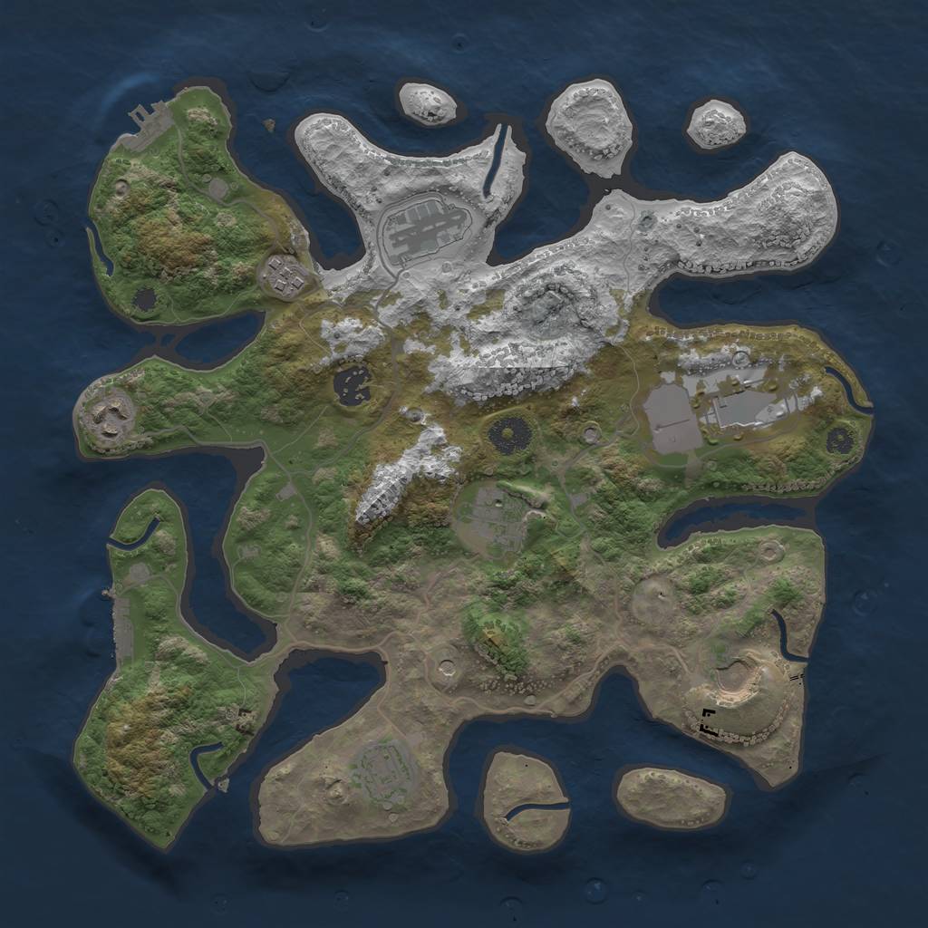 Rust Map: Procedural Map, Size: 3500, Seed: 267365, 13 Monuments
