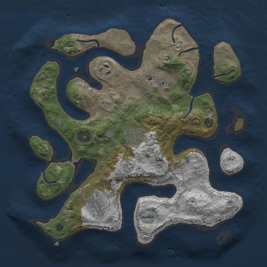 Rust Map: Procedural Map, Size: 3000, Seed: 83631, 7 Monuments