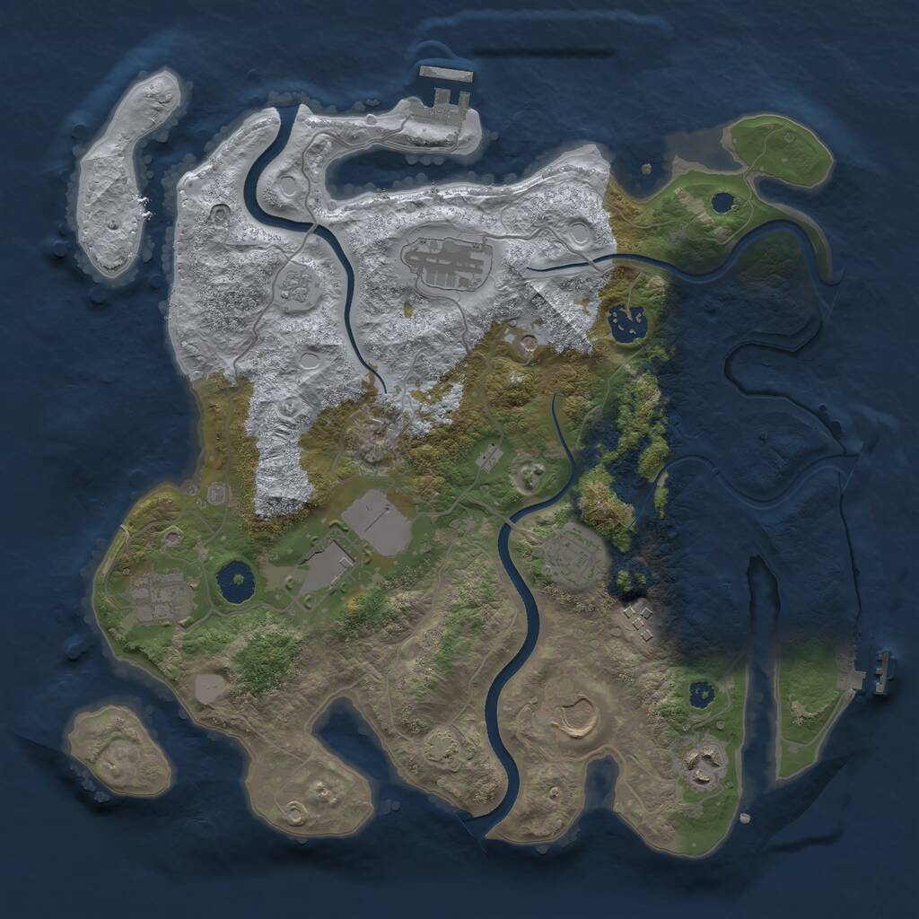 Rust Map: Procedural Map, Size: 3500, Seed: 658805, 14 Monuments