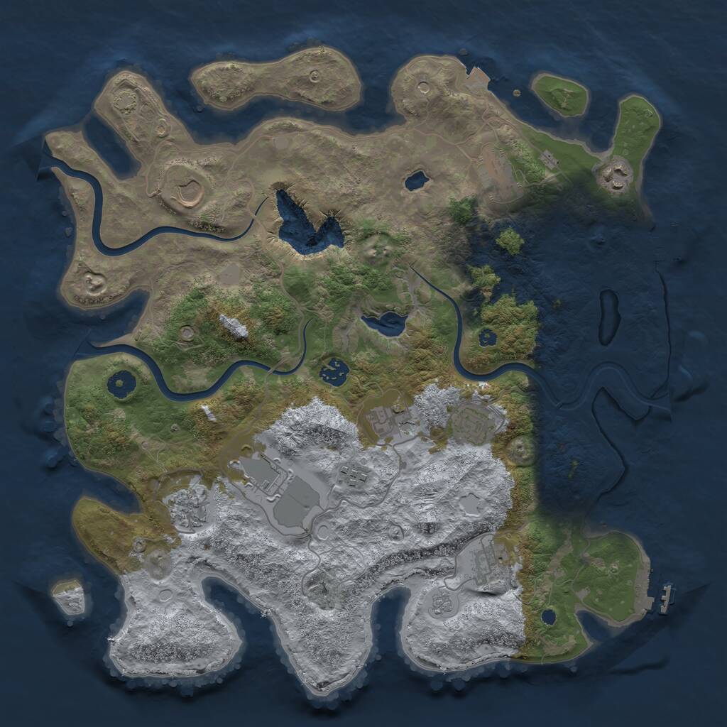 Rust Map: Procedural Map, Size: 4000, Seed: 9283, 16 Monuments