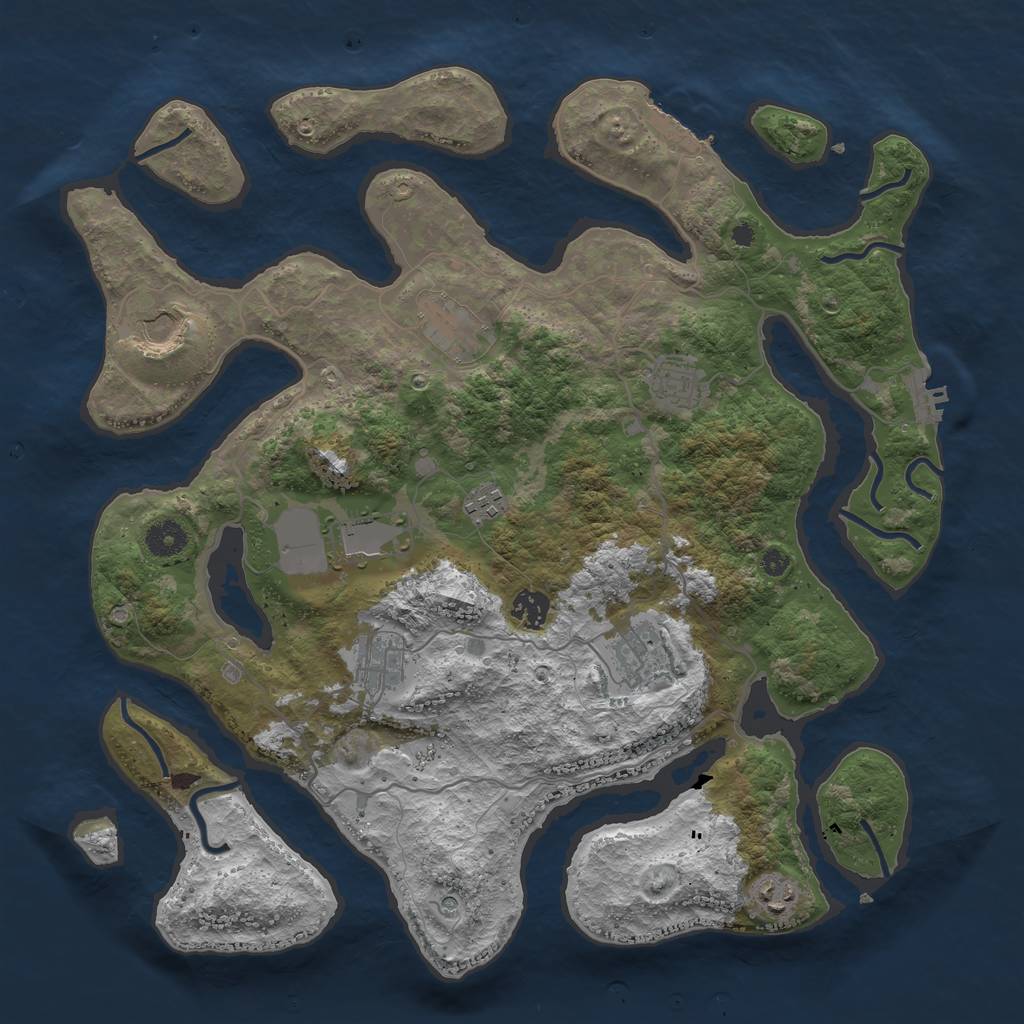 Rust Map: Procedural Map, Size: 4000, Seed: 9283, 14 Monuments