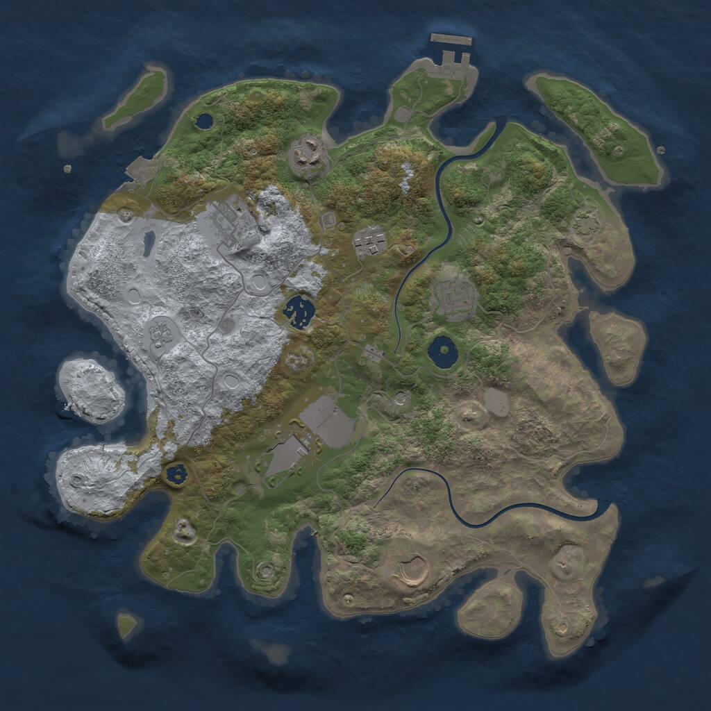 Rust Map: Procedural Map, Size: 3500, Seed: 16253, 12 Monuments