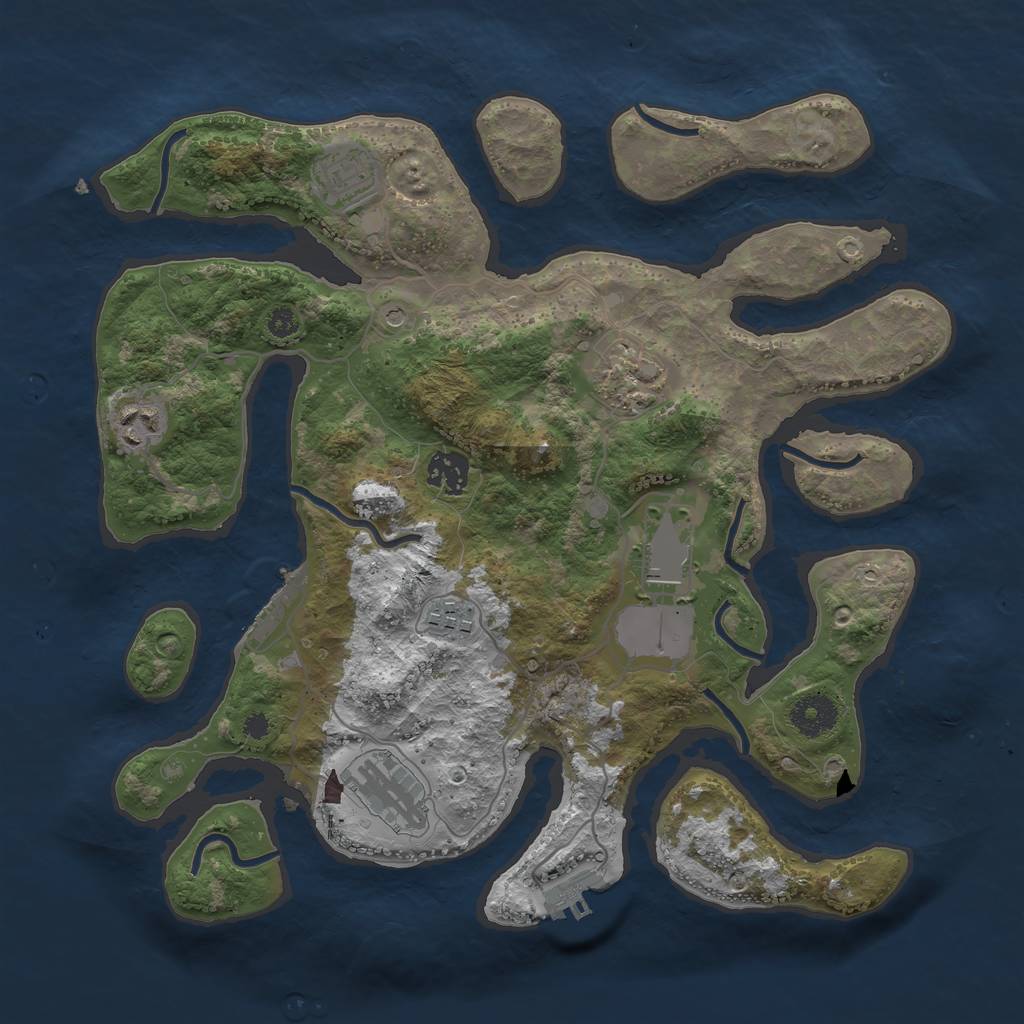 Rust Map: Procedural Map, Size: 3500, Seed: 568095868, 12 Monuments