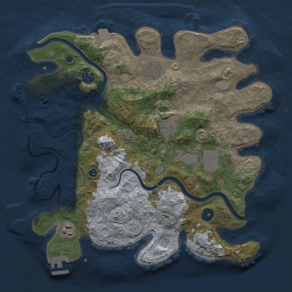 Rust Map: Procedural Map, Size: 3500, Seed: 568095868, 12 Monuments