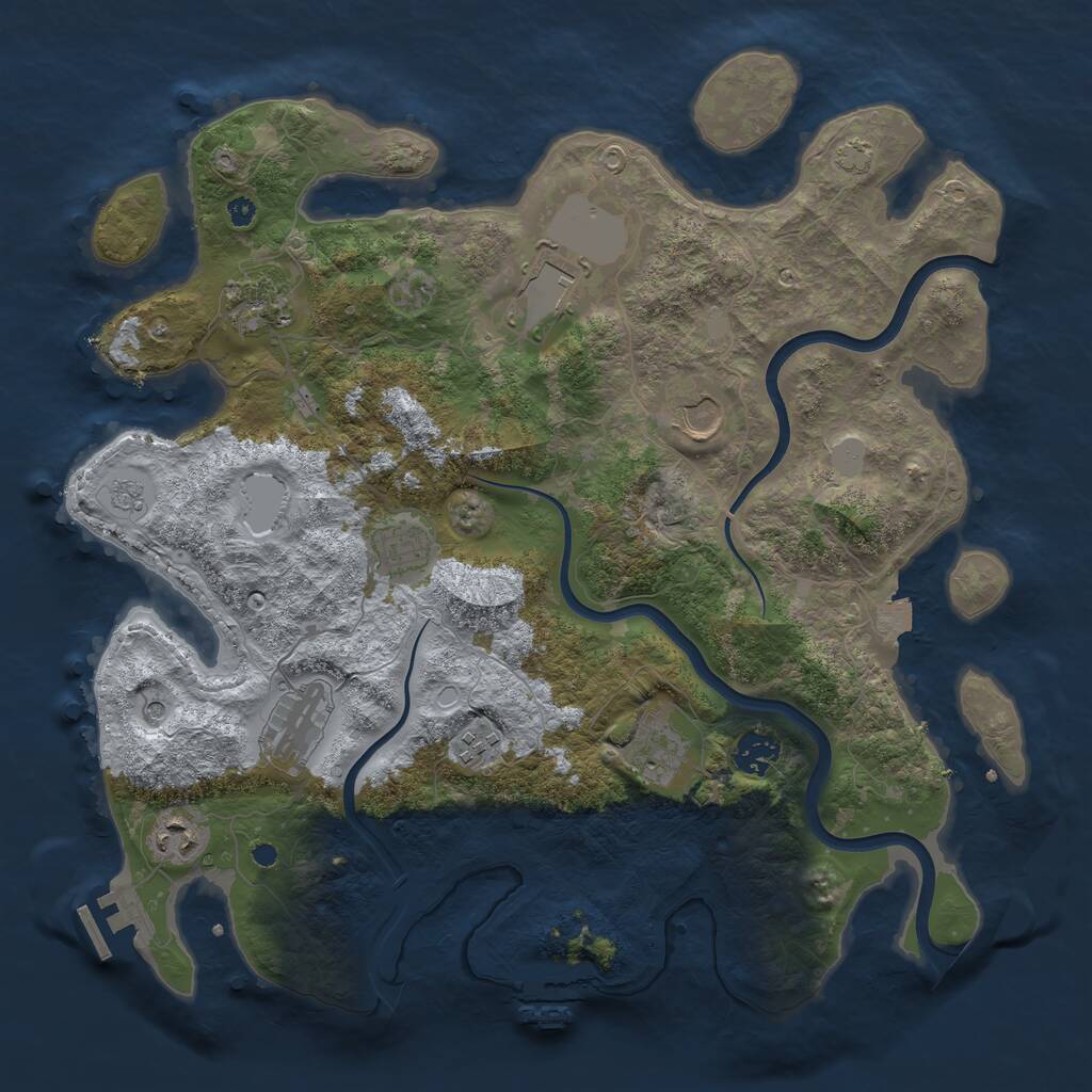 Rust Map: Procedural Map, Size: 3800, Seed: 8488789, 15 Monuments