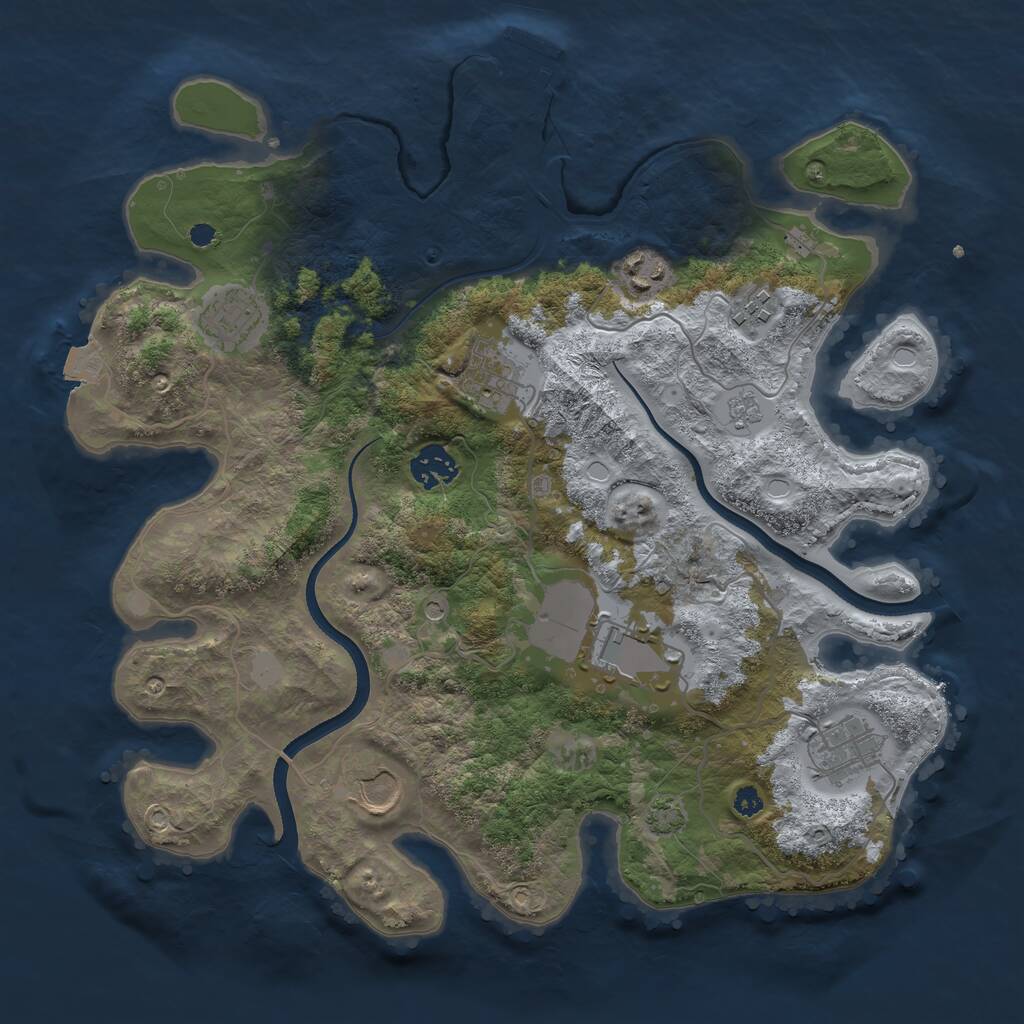 Rust Map: Procedural Map, Size: 3500, Seed: 360035699, 13 Monuments