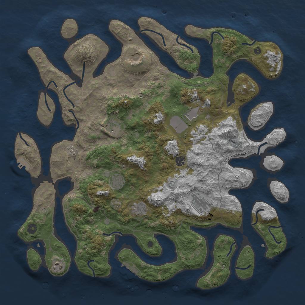Rust Map: Procedural Map, Size: 4500, Seed: 856961546, 14 Monuments
