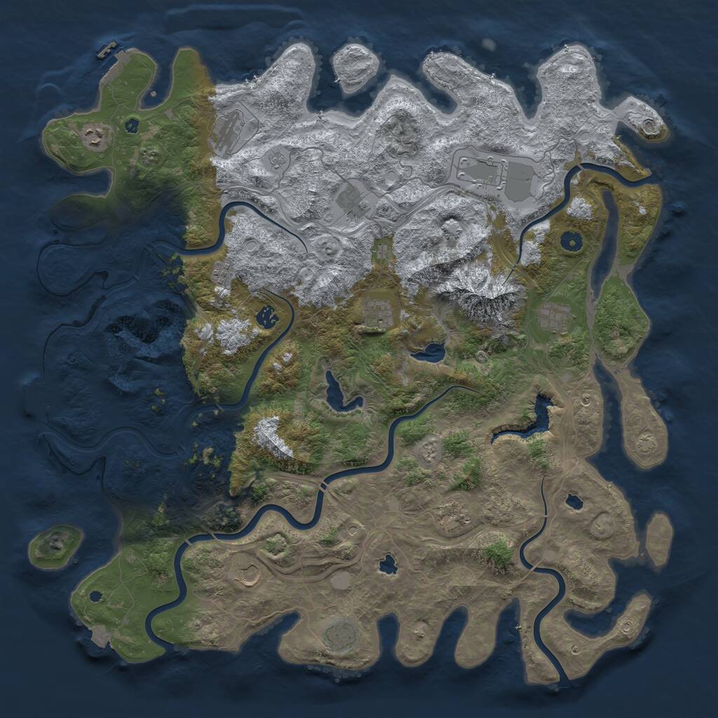 Rust Map: Procedural Map, Size: 5000, Seed: 69754, 17 Monuments
