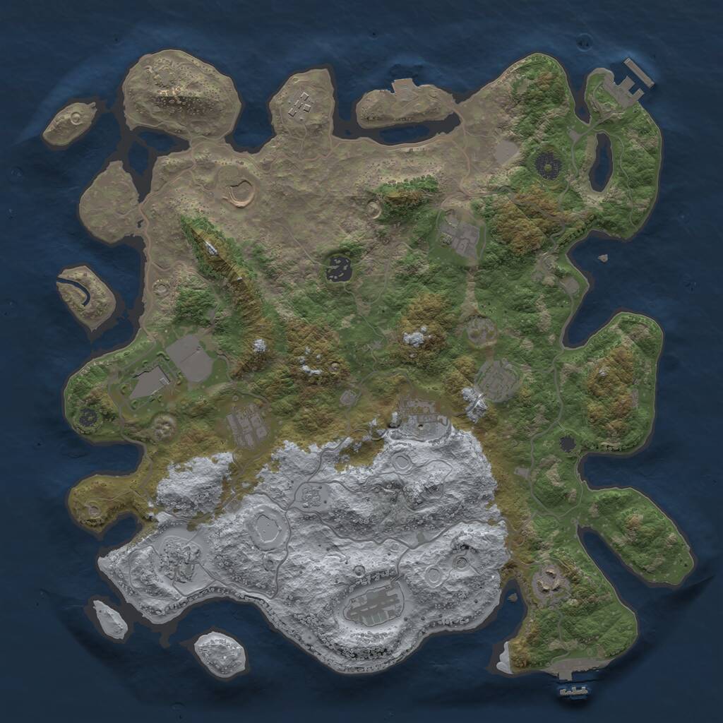 Rust Map: Procedural Map, Size: 4000, Seed: 3241, 17 Monuments