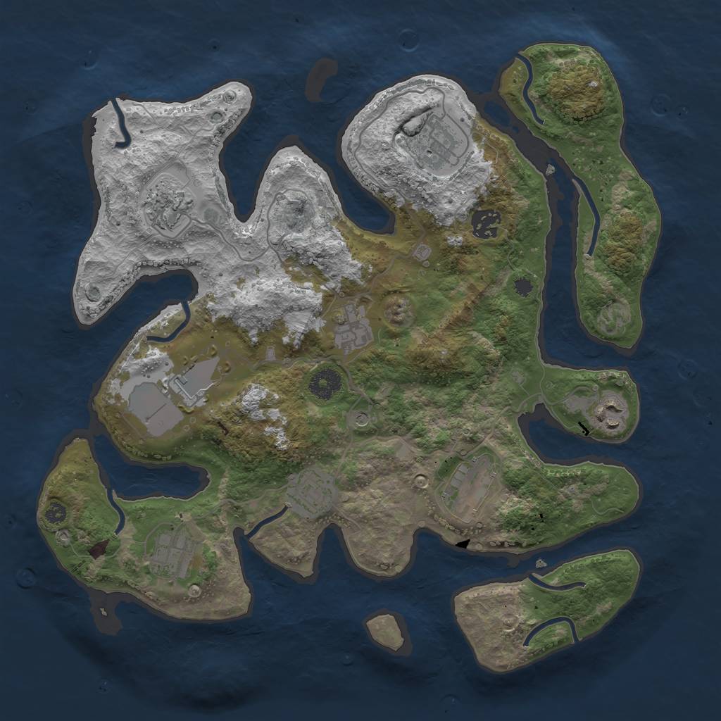 Rust Map: Procedural Map, Size: 3500, Seed: 99572010, 12 Monuments