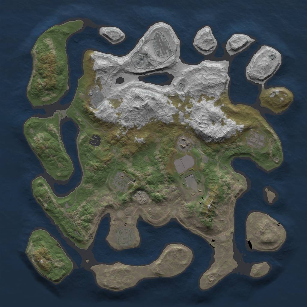 Rust Map: Barren, Size: 4000, Seed: 1759685286, 12 Monuments