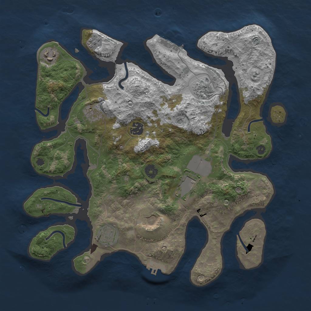 Rust Map: Procedural Map, Size: 3500, Seed: 305284505, 13 Monuments
