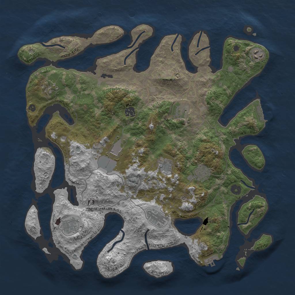 Rust Map: Procedural Map, Size: 4250, Seed: 711387, 14 Monuments