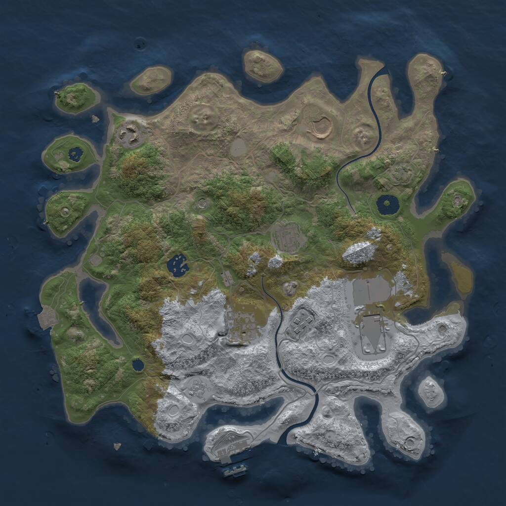 Rust Map: Procedural Map, Size: 3500, Seed: 1560781416, 12 Monuments