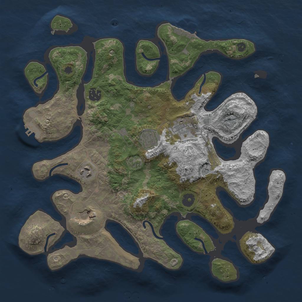 Rust Map: Procedural Map, Size: 3500, Seed: 485712, 10 Monuments