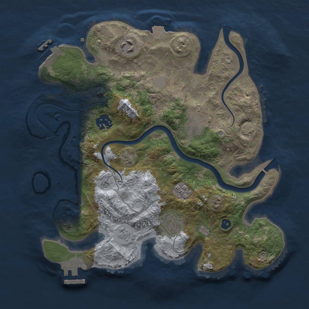 Rust Map: Procedural Map, Size: 3000, Seed: 443789495, 11 Monuments