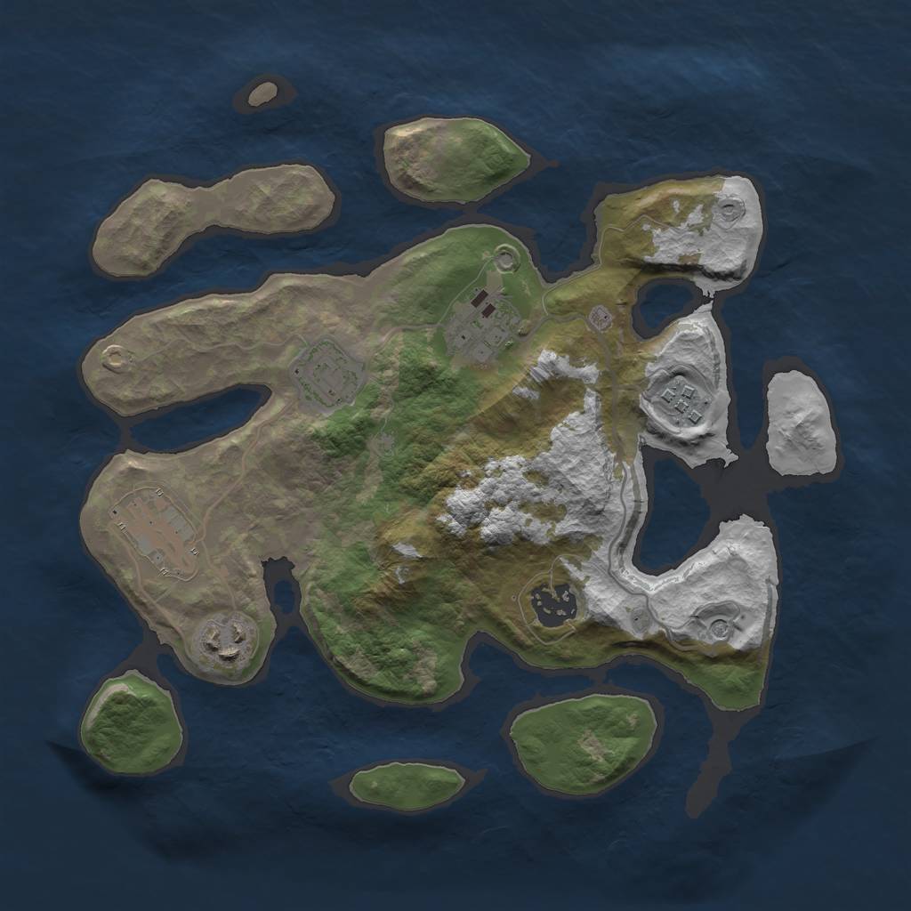 Rust Map: Barren, Size: 3000, Seed: 94182, 9 Monuments