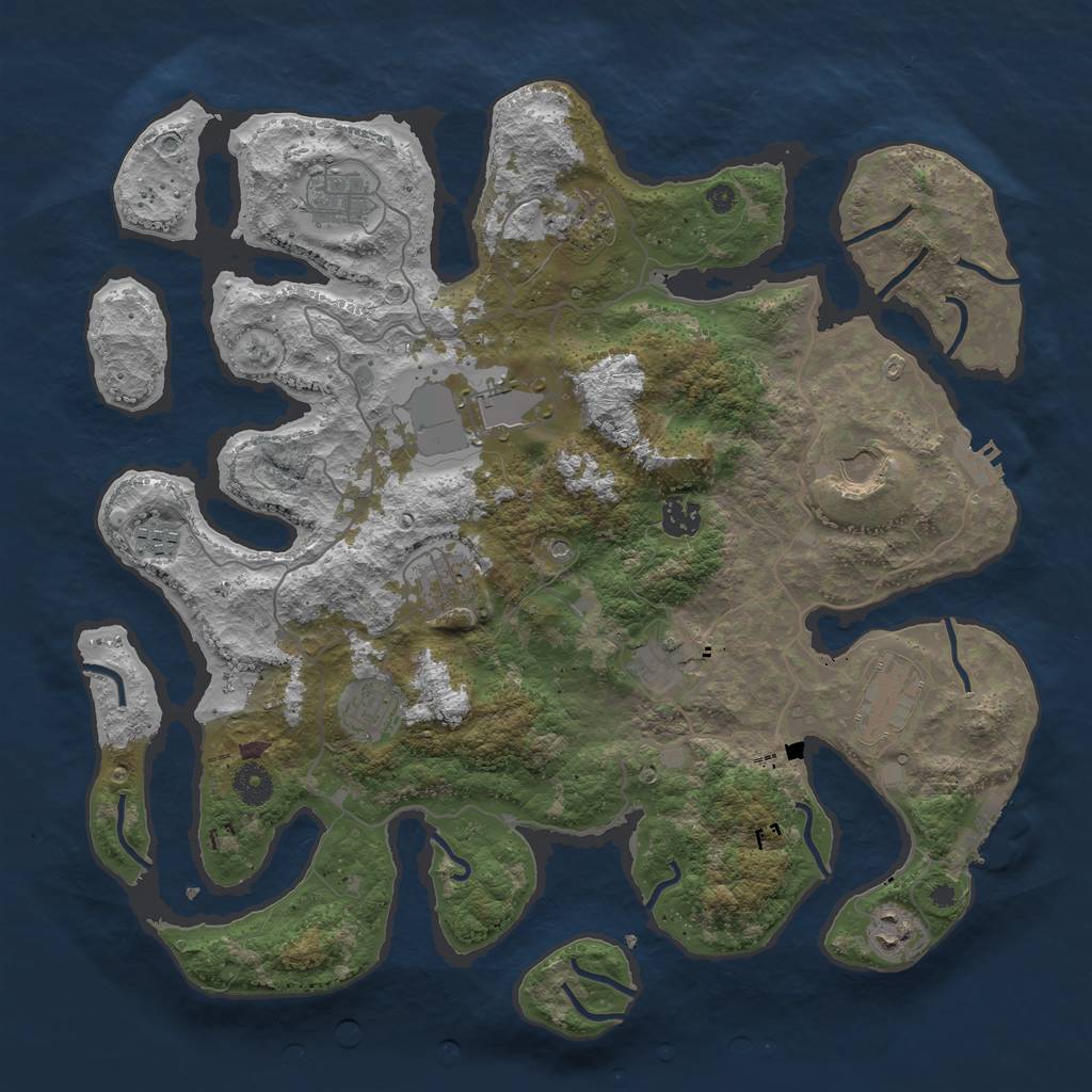 Rust Map: Procedural Map, Size: 4000, Seed: 38415173, 16 Monuments