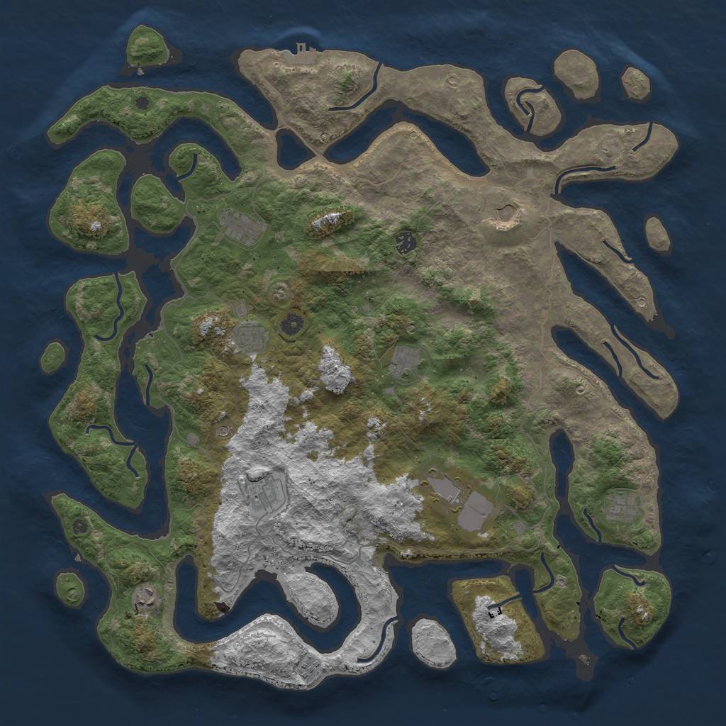 Rust Map: Procedural Map, Size: 5000, Seed: 105588680, 14 Monuments