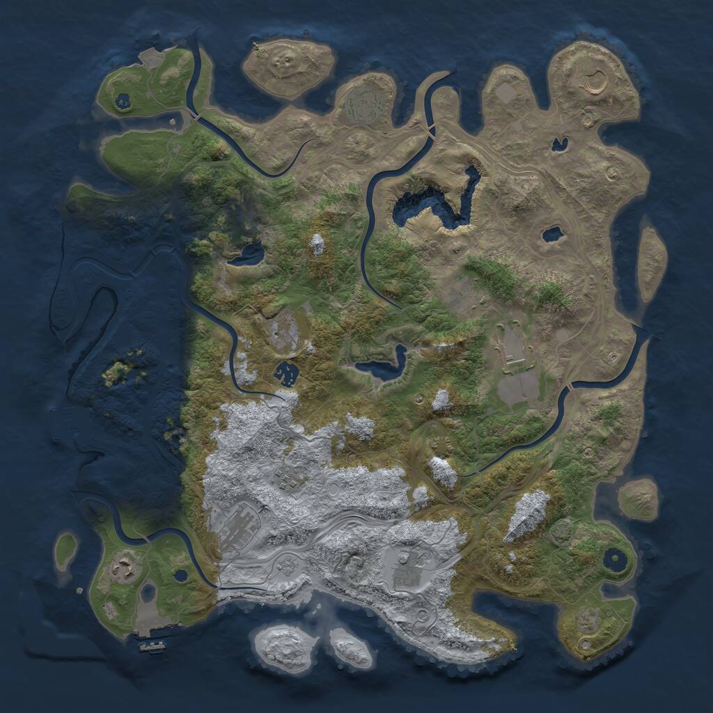 Rust Map: Procedural Map, Size: 4500, Seed: 72927727, 16 Monuments