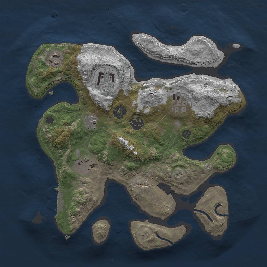 Rust Map: Procedural Map, Size: 3000, Seed: 173926, 9 Monuments