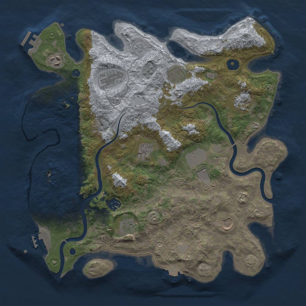 Rust Map: Procedural Map, Size: 3850, Seed: 2738, 16 Monuments