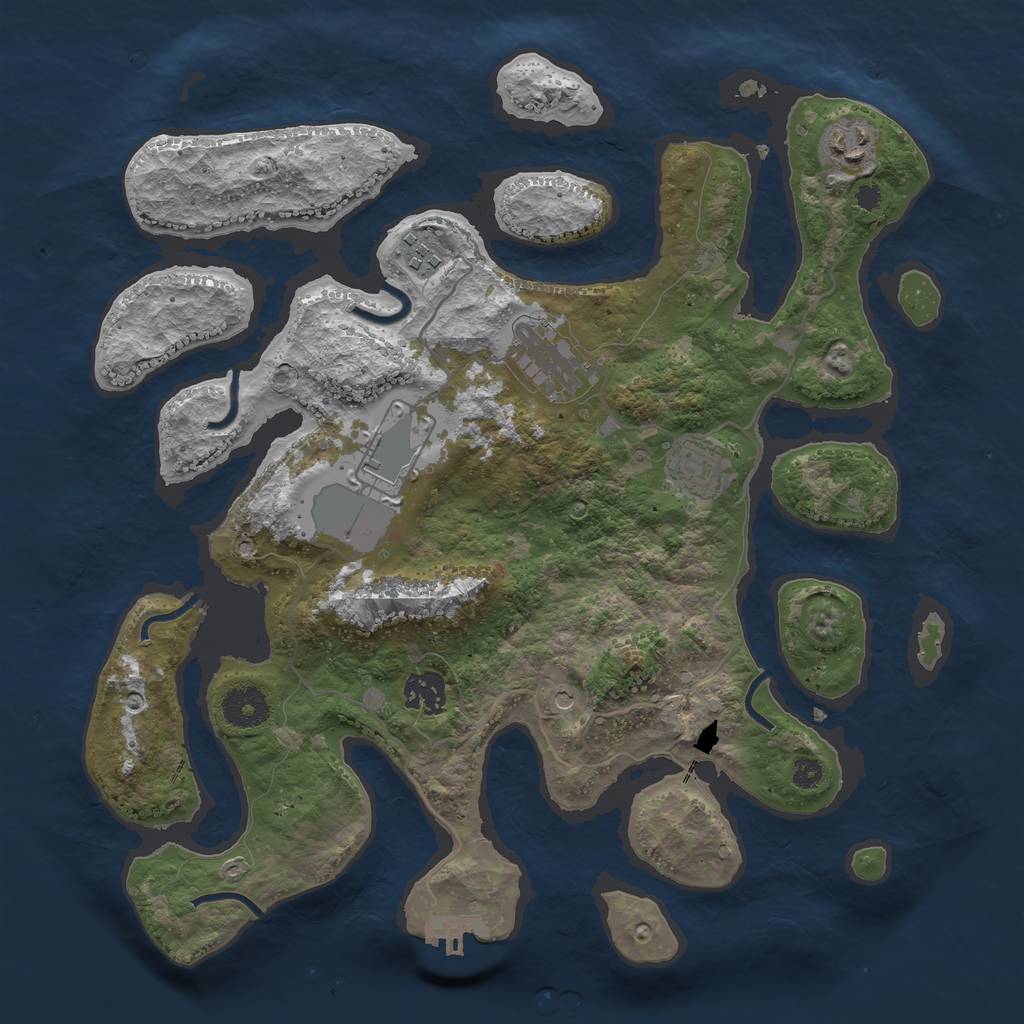 Rust Map: Procedural Map, Size: 3500, Seed: 21982, 10 Monuments