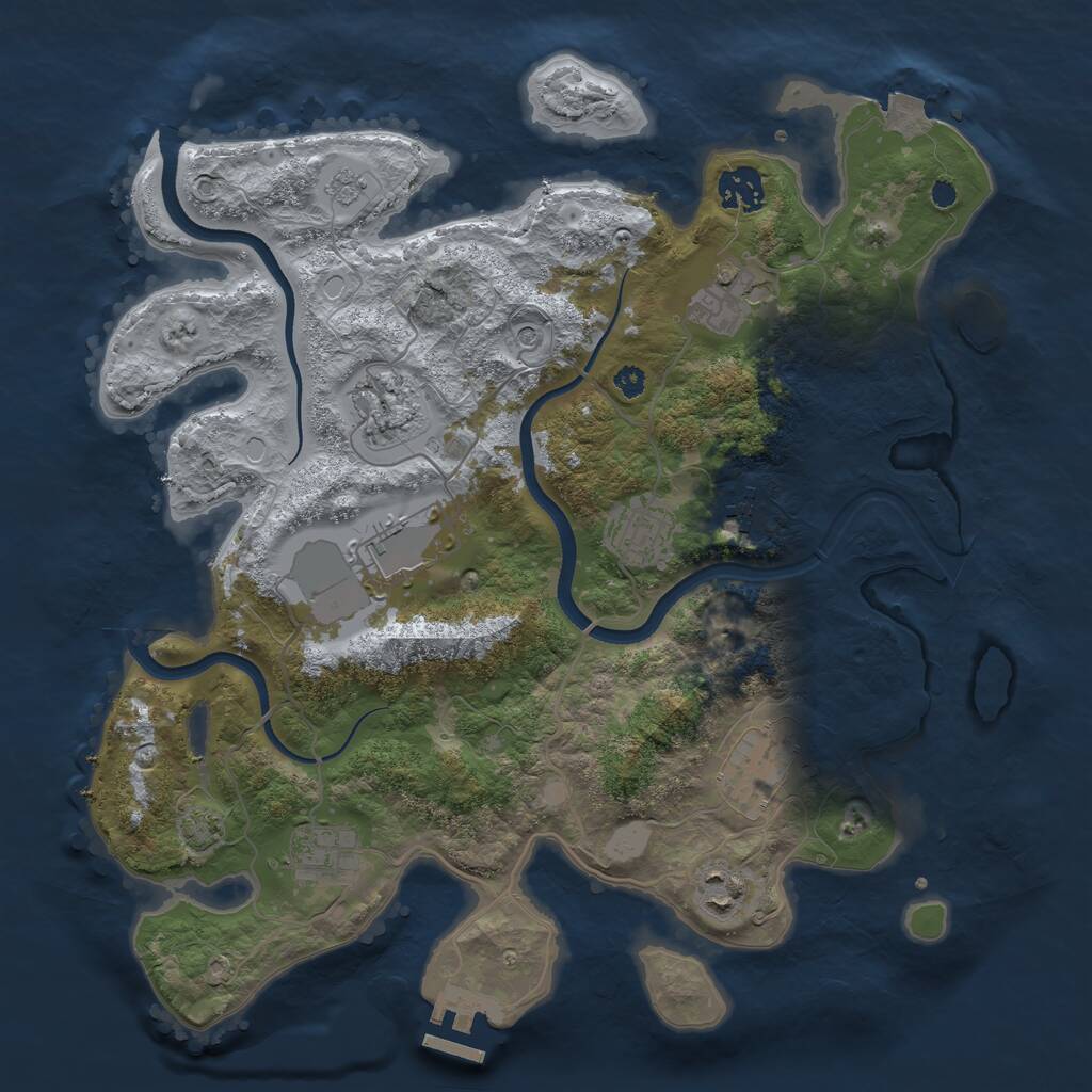 Rust Map: Procedural Map, Size: 3500, Seed: 21982, 14 Monuments