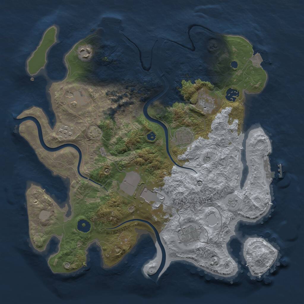 Rust Map: Procedural Map, Size: 3500, Seed: 86375441, 14 Monuments