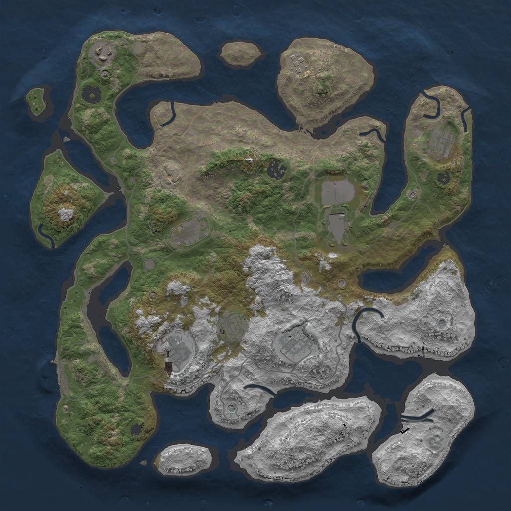 Rust Map: Procedural Map, Size: 4000, Seed: 57846323, 13 Monuments