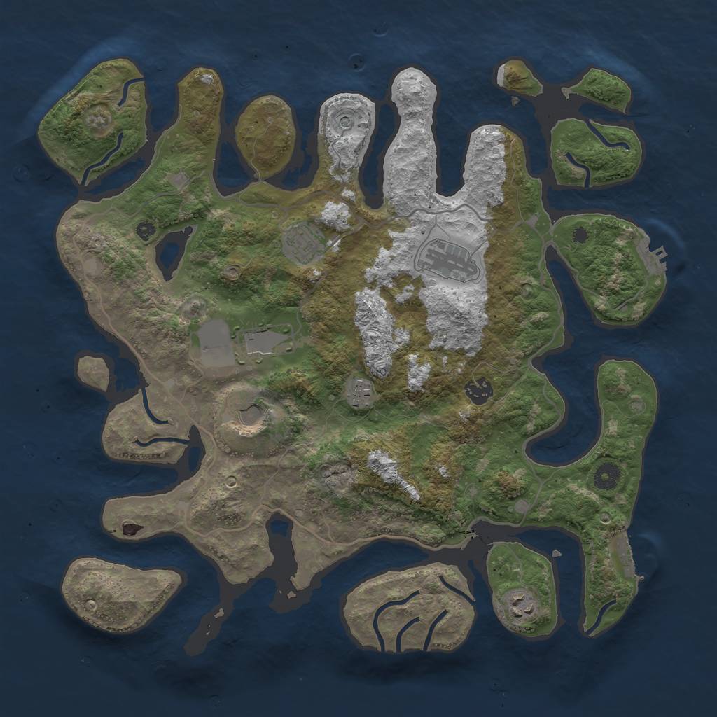 Rust Map: Procedural Map, Size: 4000, Seed: 8787123, 12 Monuments