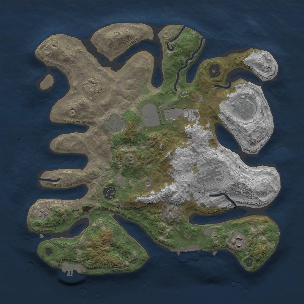 Rust Map: Procedural Map, Size: 3500, Seed: 2073674240, 13 Monuments