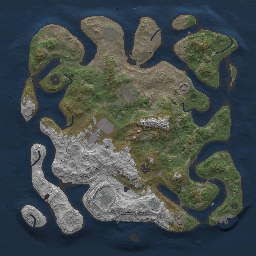 Rust Map: Procedural Map, Size: 4000, Seed: 13854, 12 Monuments