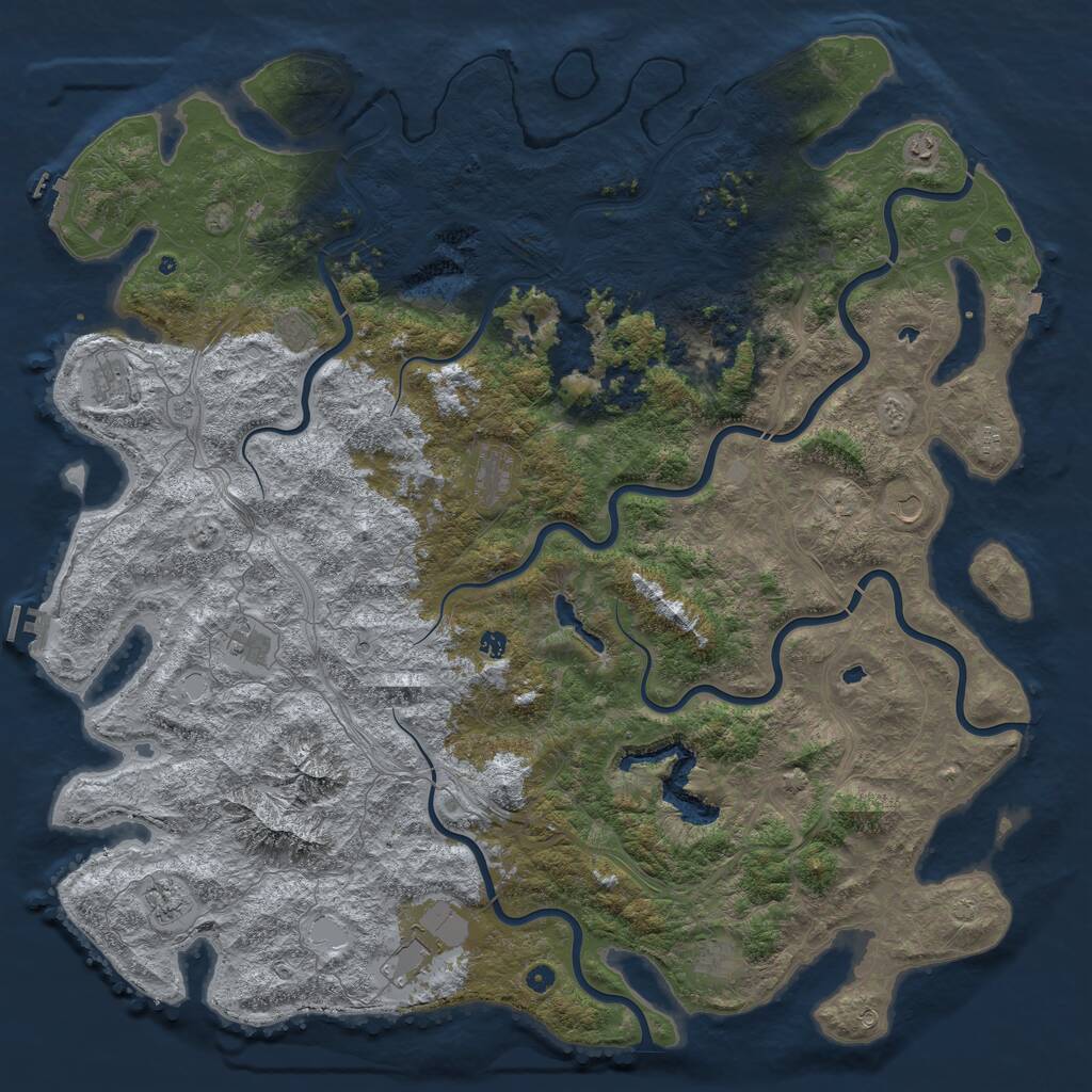 Rust Map: Procedural Map, Size: 6000, Seed: 9810018, 17 Monuments