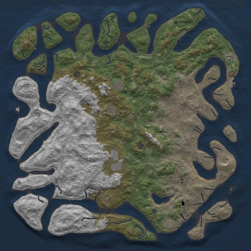 Rust Map: Procedural Map, Size: 6000, Seed: 9810018, 16 Monuments