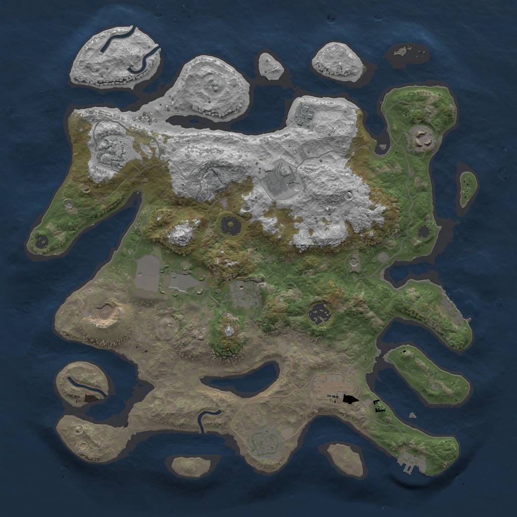 Rust Map: Procedural Map, Size: 3850, Seed: 81667955, 15 Monuments