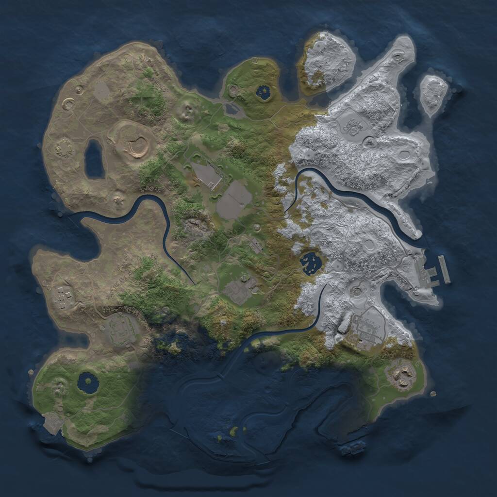 Rust Map: Procedural Map, Size: 3500, Seed: 9264236, 14 Monuments