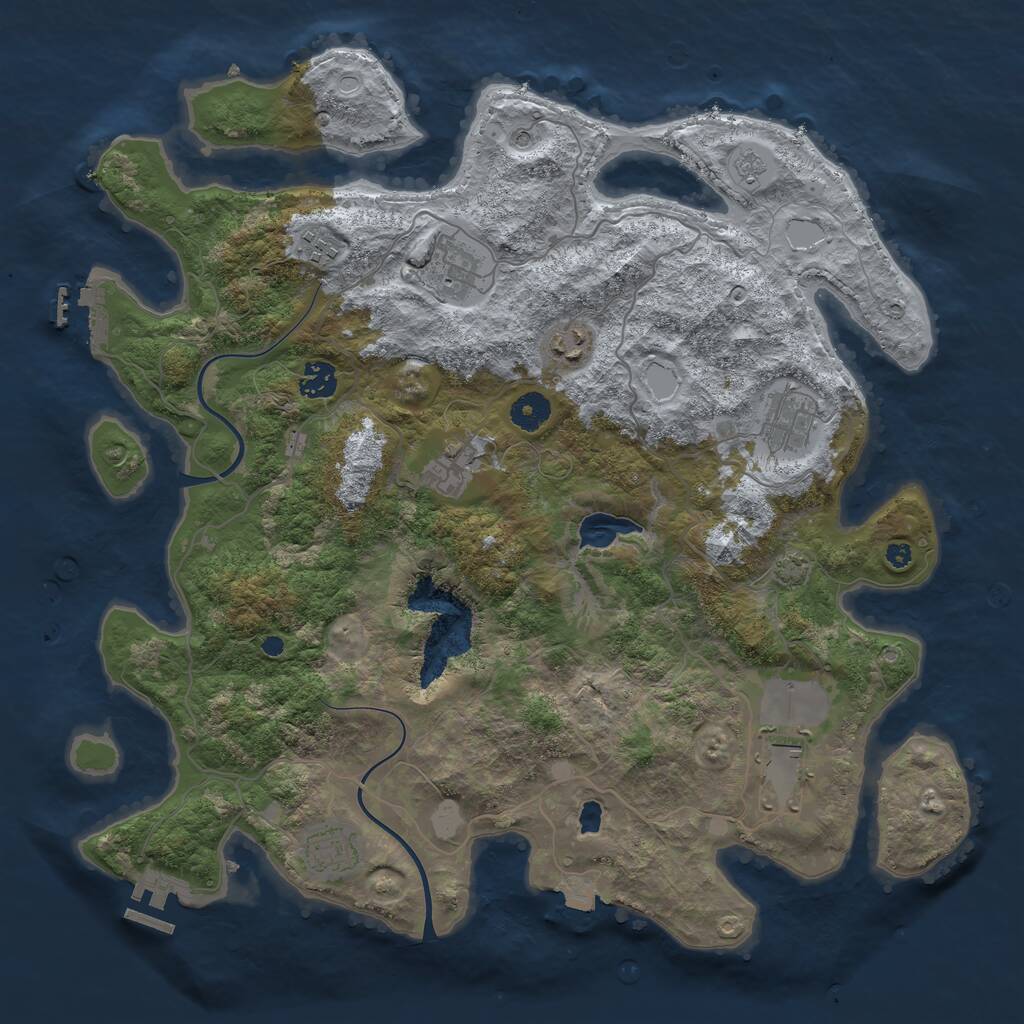 Rust Map: Procedural Map, Size: 4000, Seed: 1364219427, 14 Monuments