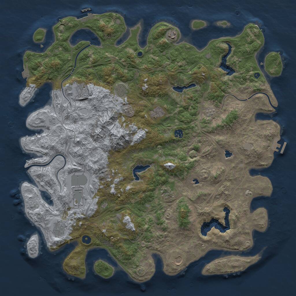 Rust Map: Procedural Map, Size: 5000, Seed: 54564, 16 Monuments