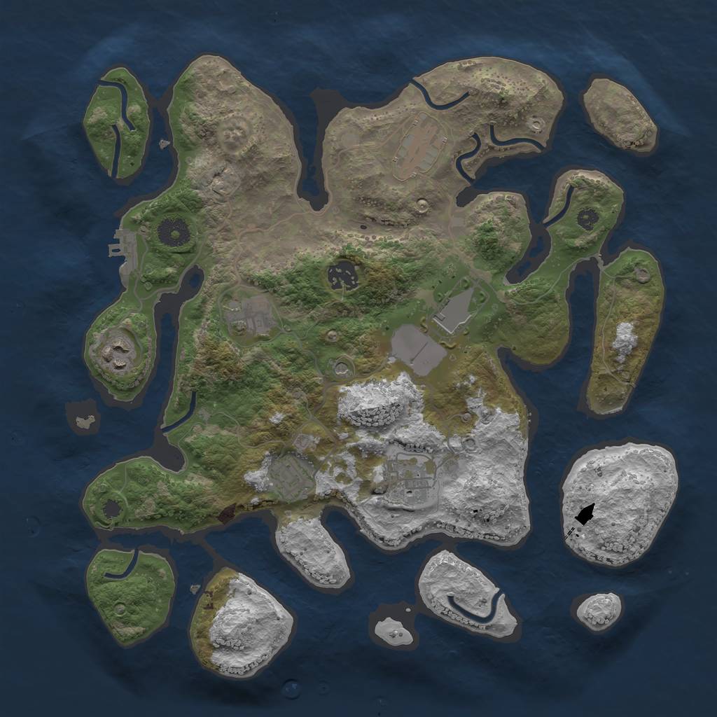 Rust Map: Procedural Map, Size: 3500, Seed: 641115624, 11 Monuments