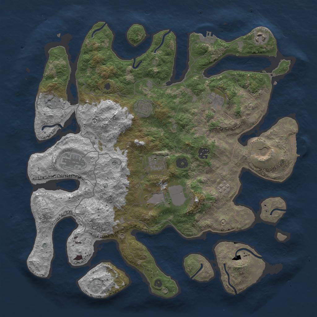 Rust Map: Procedural Map, Size: 4100, Seed: 5840782, 14 Monuments