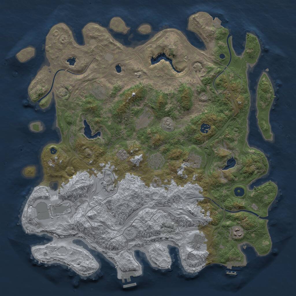 Rust Map: Procedural Map, Size: 4500, Seed: 27512, 16 Monuments