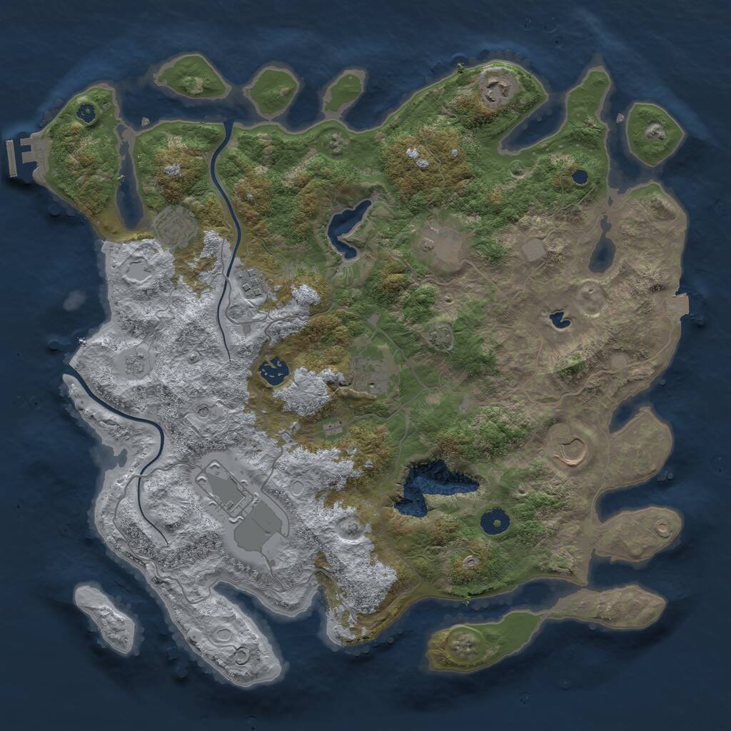 Rust Map: Procedural Map, Size: 4000, Seed: 876662359, 13 Monuments