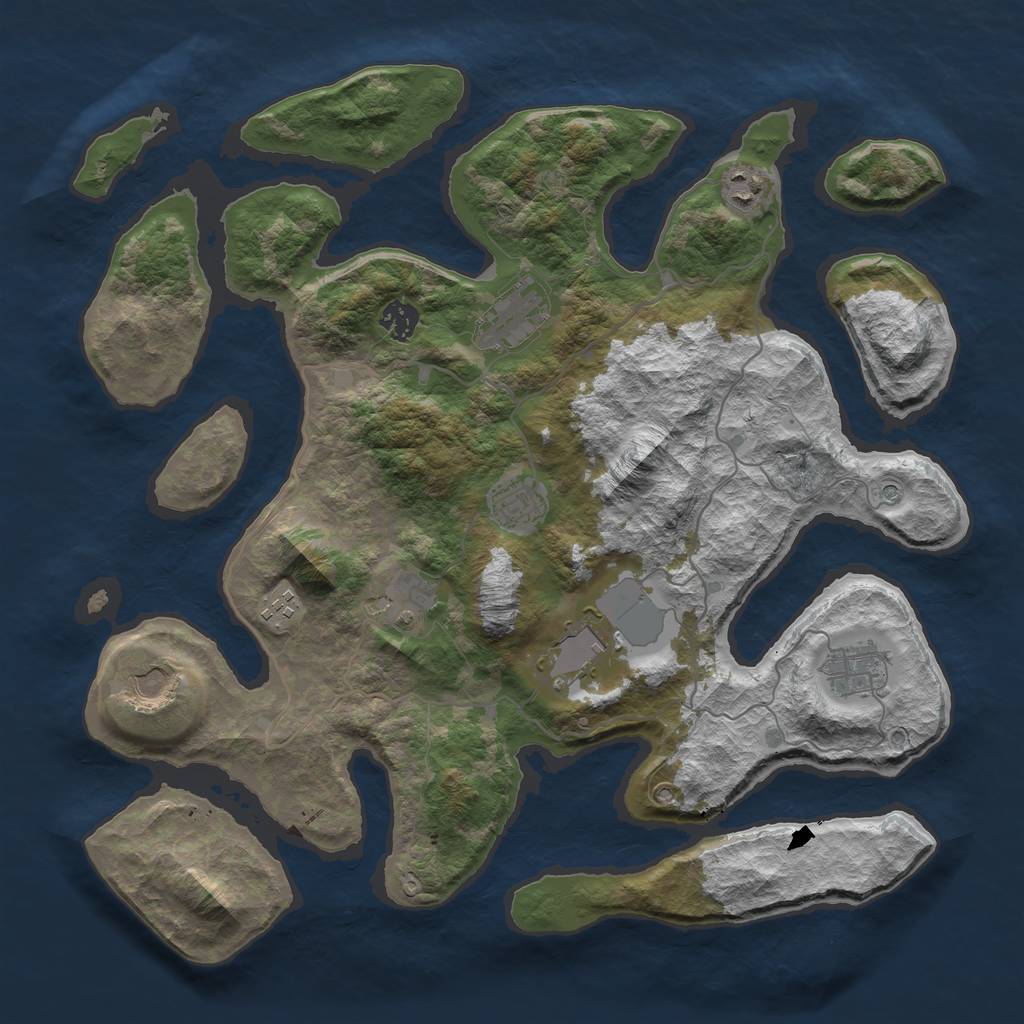 Rust Map: Barren, Size: 4000, Seed: 1883091255, 12 Monuments