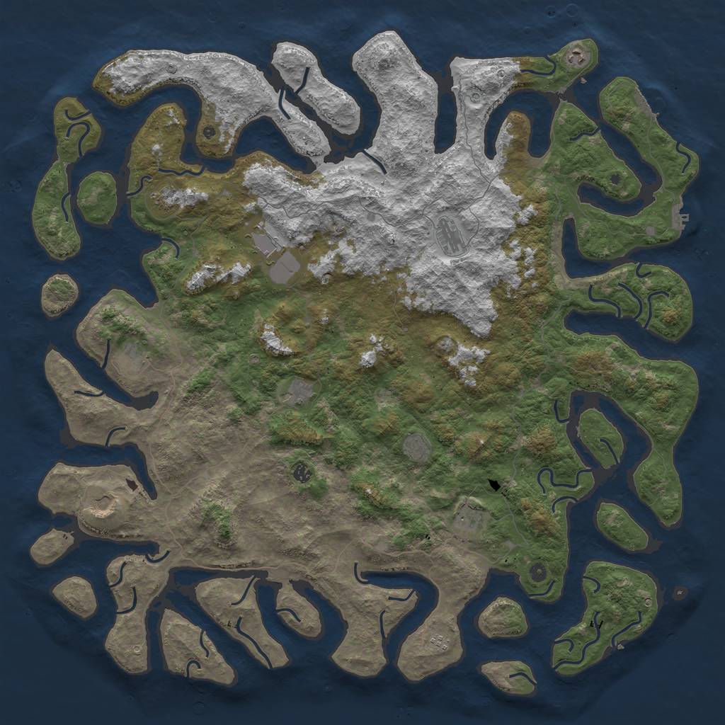 Rust Map: Procedural Map, Size: 6000, Seed: 9756553, 16 Monuments