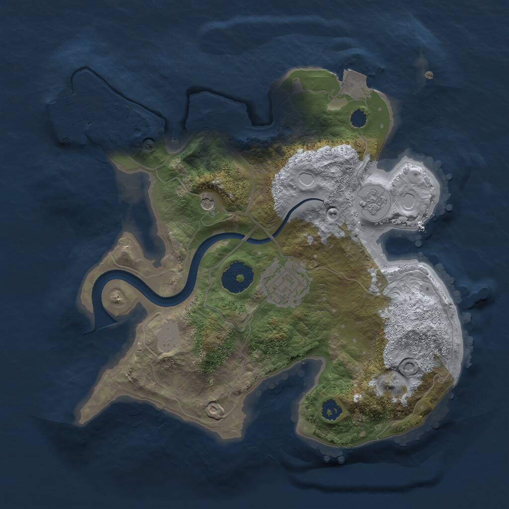 Rust Map: Procedural Map, Size: 2500, Seed: 20772, 5 Monuments
