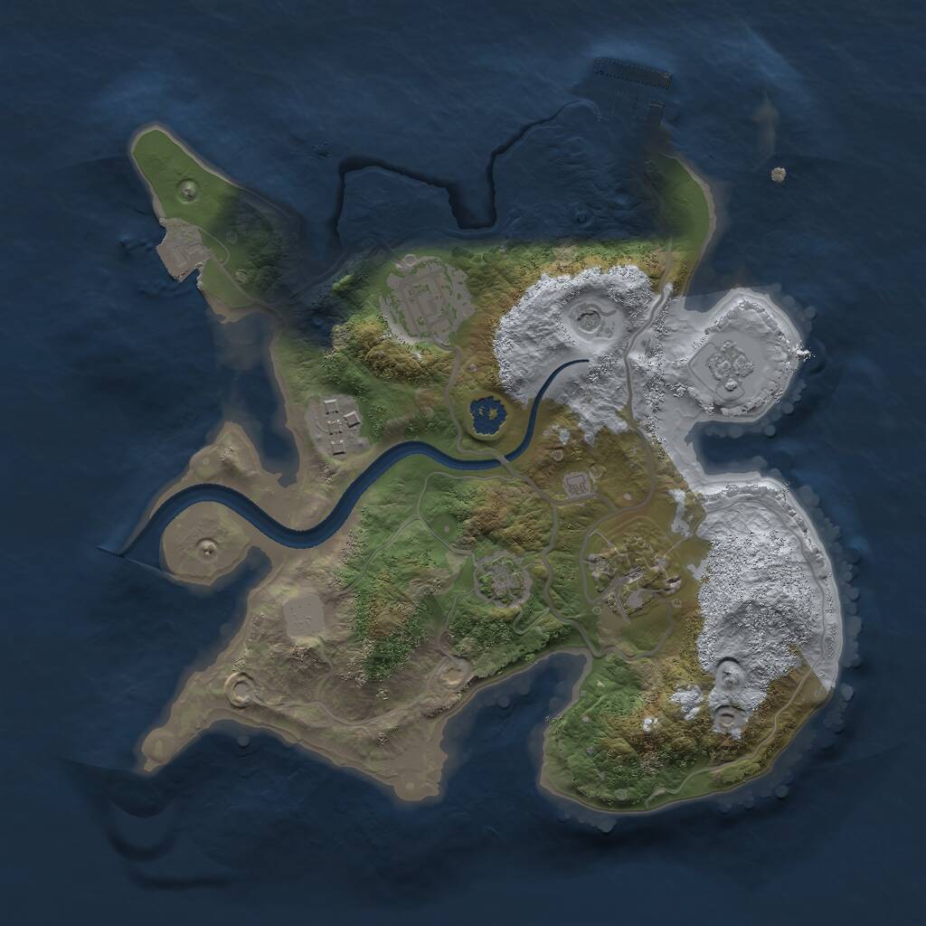 Rust Map: Procedural Map, Size: 2500, Seed: 20772, 8 Monuments