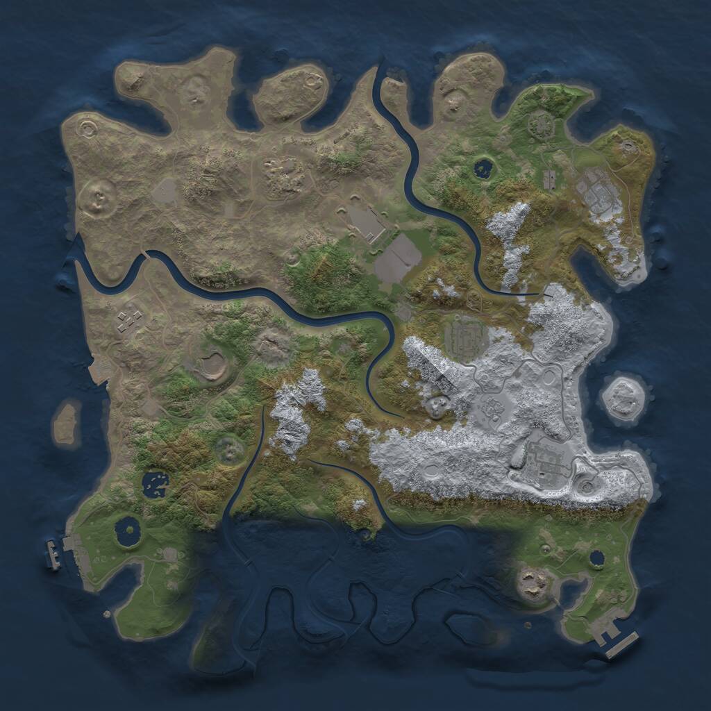 Rust Map: Procedural Map, Size: 3850, Seed: 1693726018, 15 Monuments