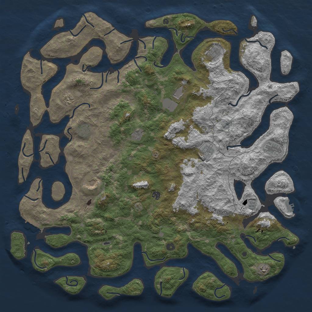 Rust Map: Procedural Map, Size: 5600, Seed: 1201225885, 16 Monuments