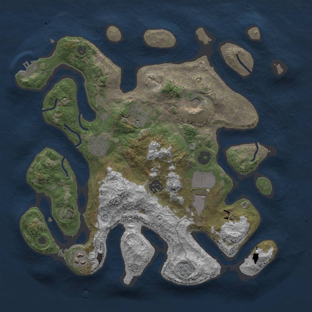 Rust Map: Procedural Map, Size: 3500, Seed: 2130893, 11 Monuments
